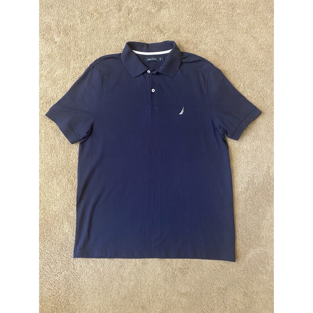 Nautica Men's Classic Fit Deck Polo Shirt navy blue Y2k Era Men’s Size L
